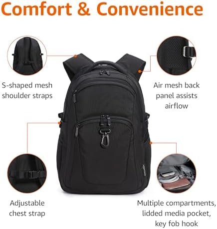 Amazon Basics Travel Laptop Backpack 15.6 inch Laptop, Black - Image 2