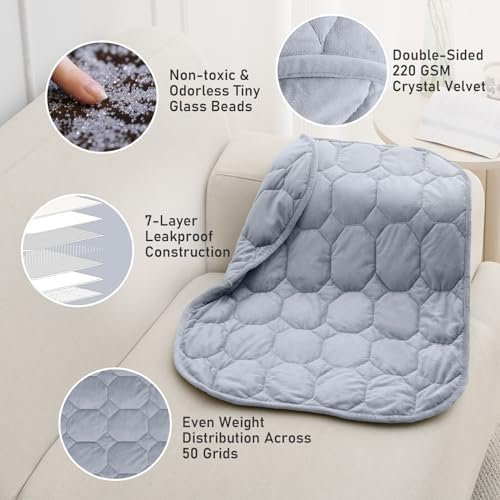 Wemore Weighted Lap Blanket 7lbs for Adults, Small Weighted Blanket for Travel, Calming, Relaxing, Napping and Sleeping, All-Season Weighted Lap Pad, Machine Washable, Light Grey 24x29 inches - Image 4