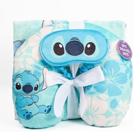 Jay Franco Disney Lilo & Stitch Kids Travel Set - 3 Piece Set Includes 40 x 50 Throw Blanket, Eye Mask, and Neck Pillow - Super Soft & Cozy Travel Accessories - Image 6