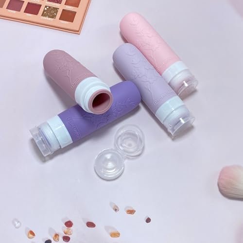 TSA-Approved Refillable Travel Containers,Leak-Proof Silicone Travel Bottles Set,Portable Travel Size Bottles for Shampoo, Lotion (Purple) - Image 4