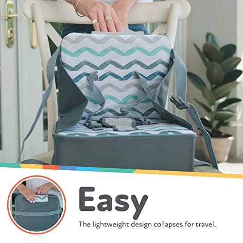 Nuby Easy Go Booster Seat - Travel Booster Seat for Babies and Toddlers - Holds Up To 50 Pounds - 9+ Months - Gray Chevron - Image 2