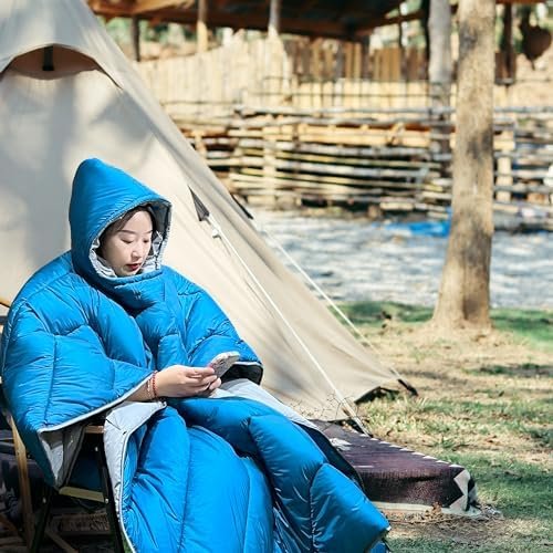 Waterproof Camping Blankets for Sleeping,Wearable Sleeping Bag Poncho Adult,Outdoor Travel Blanket,Lightweight Stadium Blanket Packable,Thermal Poncho Great for Fishing,Concerts - Image 2