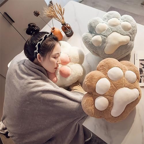 3 in 1 Cat Paw Travel Blanket Pillow for Car, Plush Blankt + Cat Paw Throw Pillow + Warm Hand Muff, Foldable Zipper Airplane Blanket Set Soft Fluffy Sofa Cushion Pillow Home Decoration - Image 5