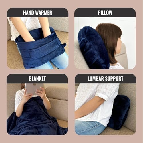 12BOTTLE 4 in 1 Travel Compact Blanket Pillow Super Soft Velvet with Luggage Sleeve and Backpack Clip, Gray, 60"W x 45"H by Cozy Throw Blanket for Home, Office, Travel by REGAL ESTATE - Image 3