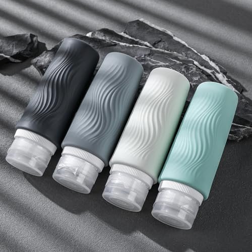 Travel Bottles for Toiletries, TSA -Approved 3oz Portable Bottles, BPA-Free Leak Proof Squeezable Silicone Size Containers, Travel Accessories with Clear Toiletry Bag (4 Pack) - Image 5