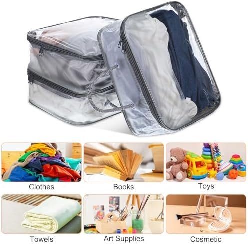 8 Pcs Clear Clothes Storage Bags, Large Clear Travel Packing Cube, Plastic Blanket Storage Bags, Foldable Moving Bags with Zipper for Bedding, Linen, Blankets, Comforters, Clothing & Toys - Image 7
