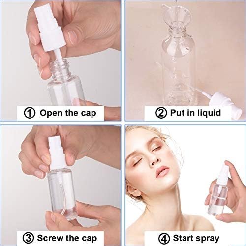 Spray Bottle, 1oz/30ml Small Plastic Fine Mist Spray Bottles, Mini Empty Travel Bottles with Funnels and Labels 6 Pack - Image 5