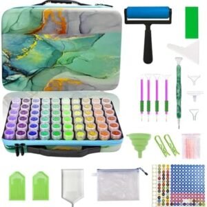 Waykape 70 Slots Diamond Art Storage Containers, 5D Diamond Art Accessories and Tools, Diamond Painting Accessories Kits Organizer, Diamond Art Storage Case for Craft Jewelry Beads Storage Box