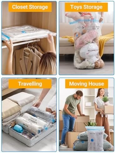 Vacuum Storage Bags with Electric Pump, New Air Valve Combo 32 Pack Vacuum Space Saver Bag, Vacuum Sealer Bags for Clothes, Clothing, Pillows, Comforters, Blankets, Quilt, Travel, Two Compressing Ways - Image 9