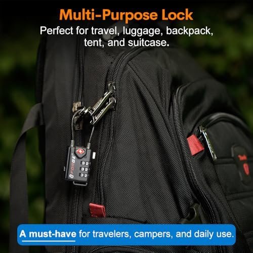 TSA Approved Cable Luggage Locks, Re-settable Combination with Alloy Body, Black 2 Locks. - Image 7