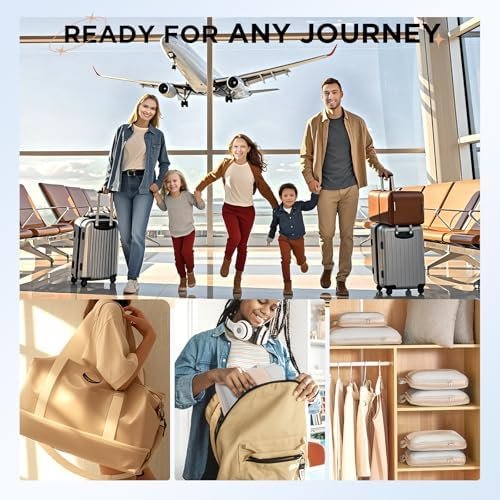 10 Set Compression Packing Cubes for Travel Essentials,Compressible Expandable Packing Cubes for Suitcase,Luggage Organizer Bags for Travel,Handy Helper for Organizing Clothes(Beige) - Image 9