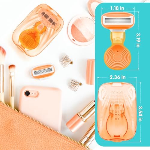 DreamGenius Travel Razors for Women Include 1 Handle and 5 Cartridges, Extra Smooth 5-Blade Travel Essentials Razor with Case for Shaving, Orange - Image 8