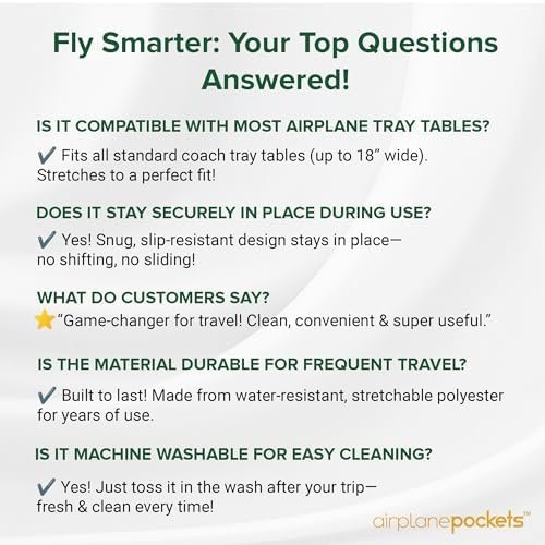 Airplane Pockets Airplane Tray Table Cover with Pocket Organizer | Seat Back Organizer & Storage for Personal Items | Travel Accessories | Clean and Convenient Airplane Travel Essentials for Flying - Image 4