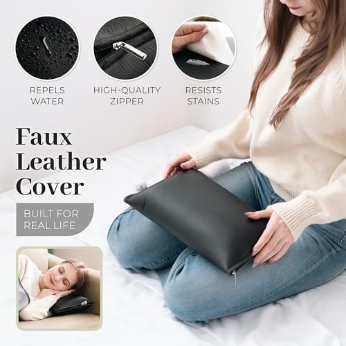 Travel Blanket and Pillow – Lightweight, Warm Polar Fleece Blanket & Soft, Easy-Clean Faux Leather Pillow with Luggage Strap for Travel, Office, and Home - Image 2