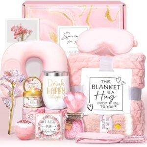 Birthday Gifts for Women Self Care Gifts Get Well Soon Gifts for Women,Relaxing Spa Gifts Basket w/Flannel Blanket Traveling Pillow Care Package christmas Birthday Gifts Idea for Mom Her Wife Friends