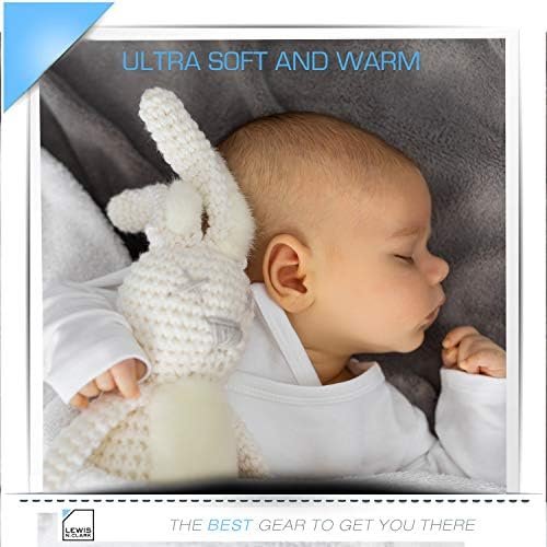 Lewis N. Clark Super Soft Plush Portable Travel Blanket for Airplane, Camping, Office + Baby with Carry Straps, Gray, One Size - Image 2