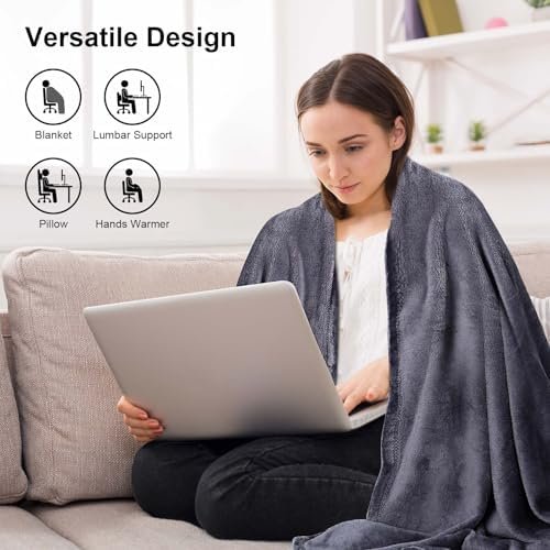 DAWNTREES 2 Pack 70"x40" Travel Blanket and Pillow Set,2 in 1 Large Airplane Blanket with Soft Bag Essential for Airplane, Car, Long-Distance Travel, and Outdoor Camping - Image 6