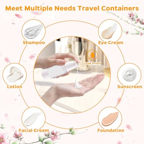 13 Pack Travel Size Containers, 1.7/1/0.5oz Clear Airless Pump Bottles, Mini Makeup Containers, TSA Approved Skincare Travel Containers, Leak Proof Refillable Jar for Toiletries, Lotion, Liquid, Cream - Image 7