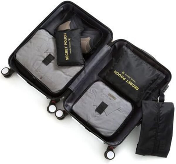 7 Set Packing Cubes Packing Organizers Travel Luggage Organizers for Suitcase Travel Accessories with Laundry Bag & Shoe Bag, Black - Image 5