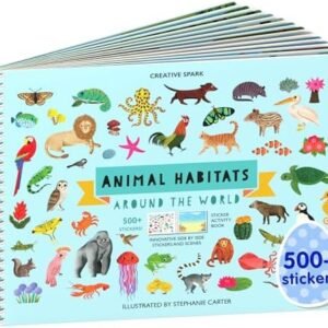 Cupkin Animal Sticker Book Activity for Kids, Toddler Airplane Travel Essentials, 500+ Habitat Stickers for Kids + 12 Scenes + 12 Coloring Book Pages, Animal Lover Gift, Childrens Crafts for Ages 2-8