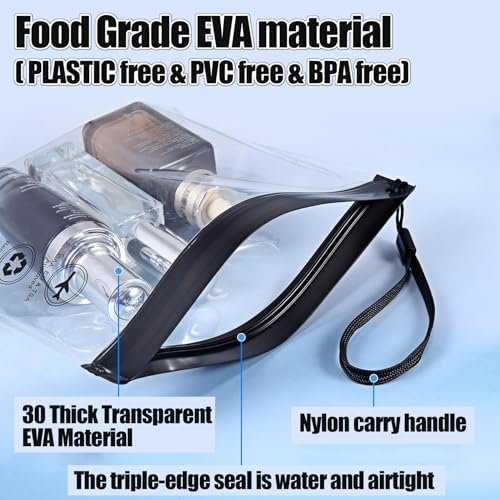 4Pcs Reusable TSA Approved Security Clear Toiletry Bag-Quart Size for EU UK & US Carry-on Regulations Security Travel Bags for Liquids, Waterproof & Leakproof Travel Accessories - Image 4