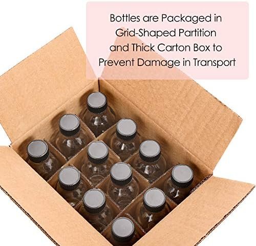 12 Pack, 2 oz Small Clear Glass Bottles w/ Lid & 3 Stainless Steel Funnels - 60ml Boston Sample Bottles - Mini Travel Essential or Decorative Bottles for Potion, Juice, Wellness, Ginger Shots, Whiskey - Image 6