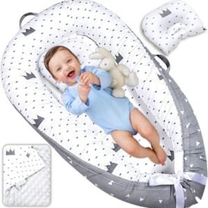 Totsi Baby Lounger Set | Ultra-Soft Baby Nest with Pillow and Blanket | Machine Washable Infant Lounger 0-24 Months | Adjustable Infant Nest for Travel | Baby Lounger Cover for Newborn