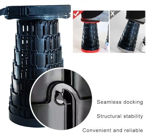 Camping Chair,Camp Stool,Small Folding Chair,Upgraded Collapsible Stool,Portable Folding Stool,Retractable Seat or Foot Rest,Outdoor Fishing Hiking Gardening Travel BBQ-Max 400lbs (Blue) - Image 7