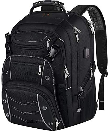 VECKUSON 18.4 Laptop Backpack for unisex, 60L Extra Large Gaming Laptops Back Bag with USB Charger Port,TSA Friendly Flight Approved and RFID Anti-Theft Pocket Heavy-duty Pack,21.3*15.7*11.8inch Grey
