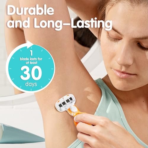 DreamGenius Travel Razors for Women Include 1 Handle and 5 Cartridges, Extra Smooth 5-Blade Travel Essentials Razor with Case for Shaving, Orange - Image 7