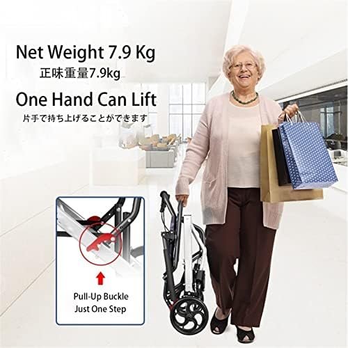 Ultralight Transport Wheelchair, Folding Portable Boarding Travelling Wheelchair with Hand Brake, Wheelchairs for Adults,Folding Wheelchairs (19.3X31.9X34.6 inches) - Image 7