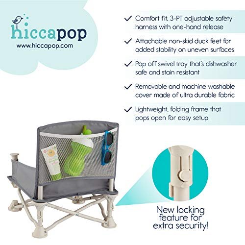 hiccapop OmniBoost Travel Booster Seat with Tray for Baby, Dining Table, Camping, Beach, Grandma’s | Folding Portable Tip-Free Design Straps to Kitchen Chairs - Image 7
