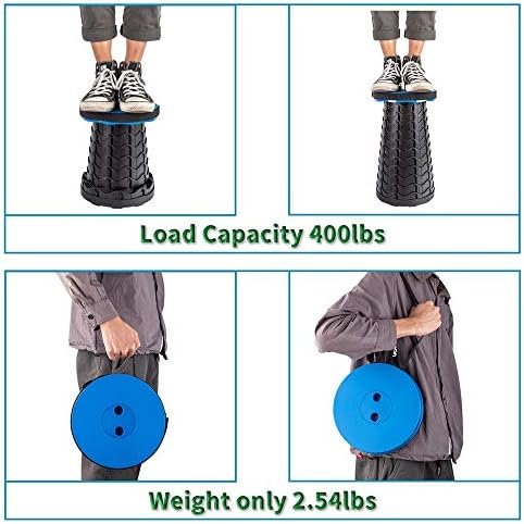 Boreeman Upgraded Folding Stool Lightweight Yet More Sturdy with Load Capacity 400lbs Portable Collapsible Stool Retractable Stool for Camping Fishing Hiking BBQ (Blue) - Image 4