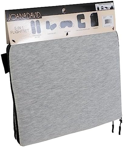 Joan & David 5 Piece Travel Kit Pouch With Blanket, Neck Pillow, Slippers, Eye Mask, Ear Plugs SIZE: LARGE/XL SLIPPERS (FITS MOST MEN/WOMENS SIZE 10-12 COLOR: GREY (JDP2567-024-GRY) - Image 2