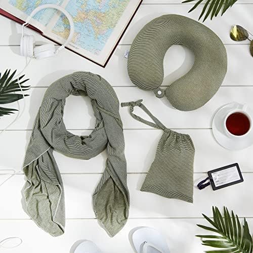 Bucky Jersey Stripe Comfort Travel Accessories, Blanket Scarf, Olive Stripe, One Size - Image 7