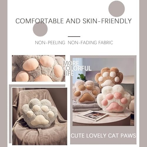 3 in 1 Cat Paw Travel Blanket Pillow for Car, Plush Blankt + Cat Paw Throw Pillow + Warm Hand Muff, Foldable Zipper Airplane Blanket Set Soft Fluffy Sofa Cushion Pillow Home Decoration - Image 7