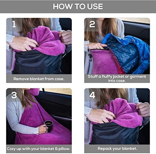 Well Traveled - 2 in 1 Fleece Travel Blanket with Stuffable Pillowcase, Airplane Travel Essentials, Portable Airplane or Car Blanket - Family Travel Necessities - Comfy Airplane Traveling Accessories - Image 4