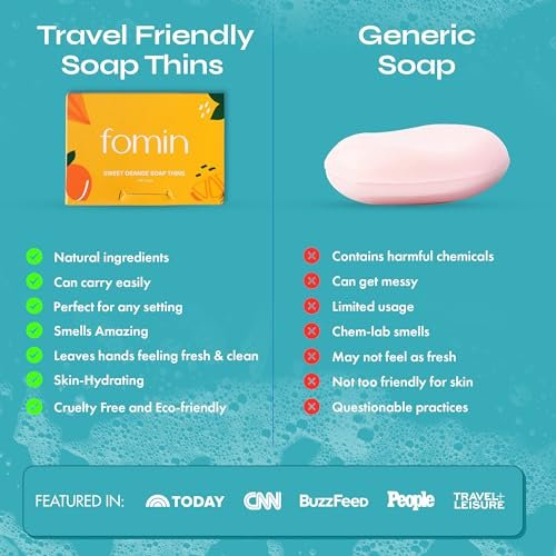 FOMIN - Antibacterial Paper Soap Sheets for Hand Washing - (300 Sheets) Orange, Tea Tree, Lavender Portable Travel Soap Sheets, Dissolvable Camping Mini Soap, Portable Hand Soap Sheets - Image 5