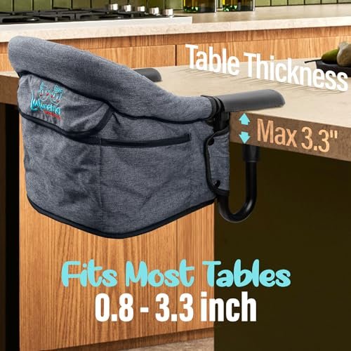 Hook On High Chair,Portable and Foldable High Chair,Suitable for Family and Travel,High Chair for Babies 6-36 Months for Eating & Dining - with Carry Bag(Grey) - Image 3