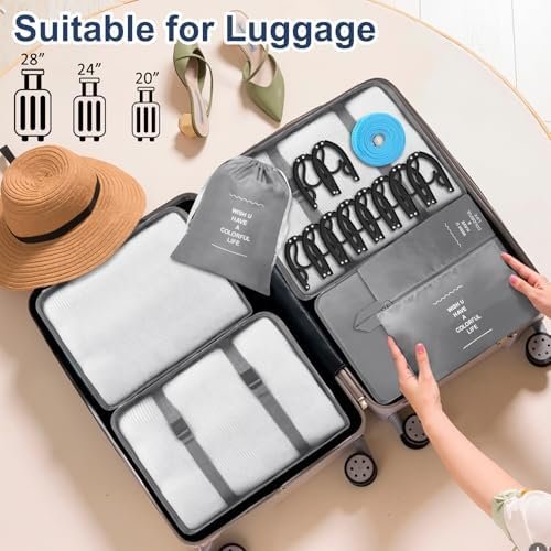Foldable Travel Hangers Compression Packing Cubes for Travel Set with Portable Hangers Suitcase Organizer Bags Clothesline, Folding Cruise Ship Essentials for Traveling Camping Flying RV Cruises Black - Image 2