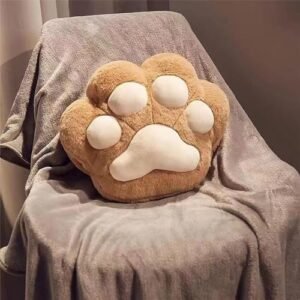 3 in 1 Cat Paw Travel Blanket Pillow for Car, Plush Blankt + Cat Paw Throw Pillow + Warm Hand Muff, Foldable Zipper Airplane Blanket Set Soft Fluffy Sofa Cushion Pillow Home Decoration