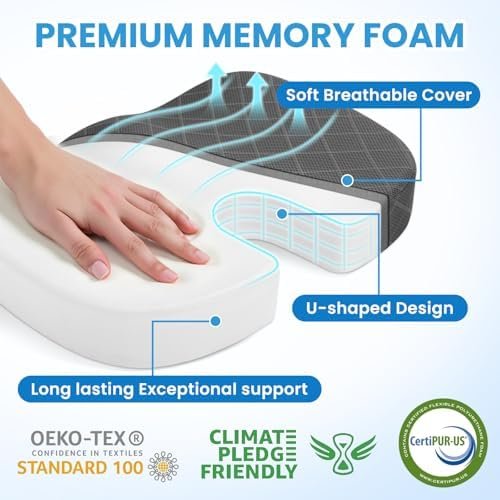 TushGuard Seat Cushion - Memory Foam Cushion for Office Chair, Car Seat, Airplane, Bleacher - Sciatica & Hip & Coccyx Pain Relief Desk Chair Cushion for Long Sitting Office Workers, Car Drivers - Image 3