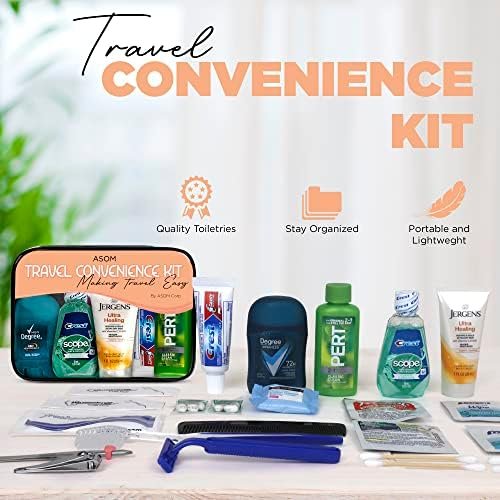 Asom Toiletry Travel Kit - 20 Piece TSA Approved Personal Care & Hygiene Essentials Set for Men & Women, Pre-Filled Convenience for Travel, Airplane Carry-On Ready. - Image 7