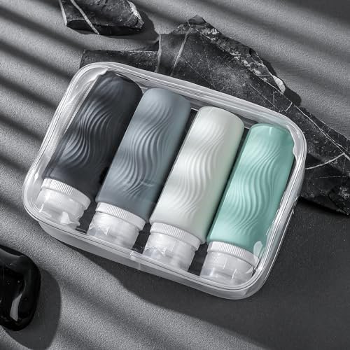Travel Bottles for Toiletries, TSA -Approved 3oz Portable Bottles, BPA-Free Leak Proof Squeezable Silicone Size Containers, Travel Accessories with Clear Toiletry Bag (4 Pack) - Image 6