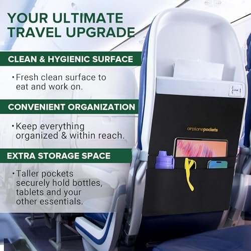 Airplane Pockets Airplane Tray Table Cover with Pocket Organizer | Seat Back Organizer & Storage for Personal Items | Travel Accessories | Clean and Convenient Airplane Travel Essentials for Flying - Image 6