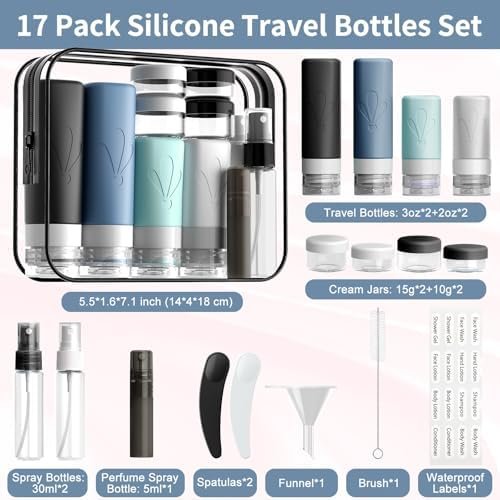 INSFIT Silicone Travel Bottles Set, 17 Pack Travel Size Toiletries, Leakproof Travel Bottles for Toiletries, Travel Accessories for Women, Airplane Travel Essentials, Travel Containers for Toiletries - Image 2
