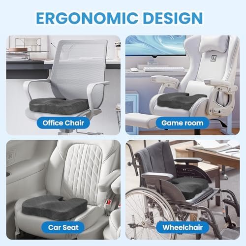 TushGuard Seat Cushion - Memory Foam Cushion for Office Chair, Car Seat, Airplane, Bleacher - Sciatica & Hip & Coccyx Pain Relief Desk Chair Cushion for Long Sitting Office Workers, Car Drivers - Image 5