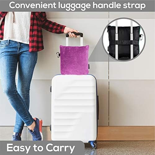 Well Traveled - 2 in 1 Fleece Travel Blanket with Stuffable Pillowcase, Airplane Travel Essentials, Portable Airplane or Car Blanket - Family Travel Necessities - Comfy Airplane Traveling Accessories - Image 5