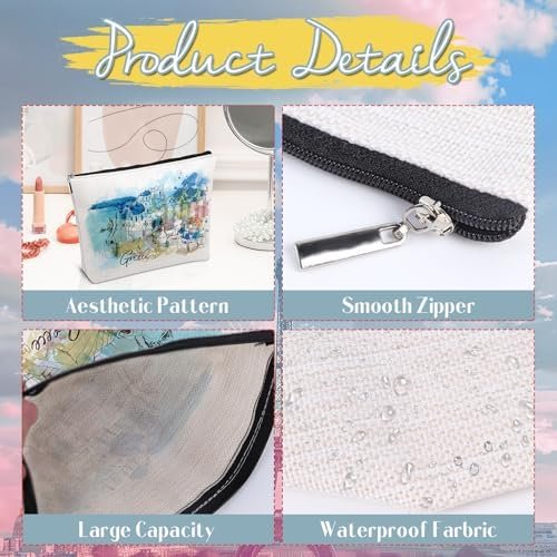 Greece Travel Souvenirs Gifts - Greece Travel Essentials Cosmetic Bags Gift, Greece Vacation Must Have Makeup Bags Toiletry Zipper Pouch, Greek Travelers Trip Honeymoon Gift for Women Girls - Image 5