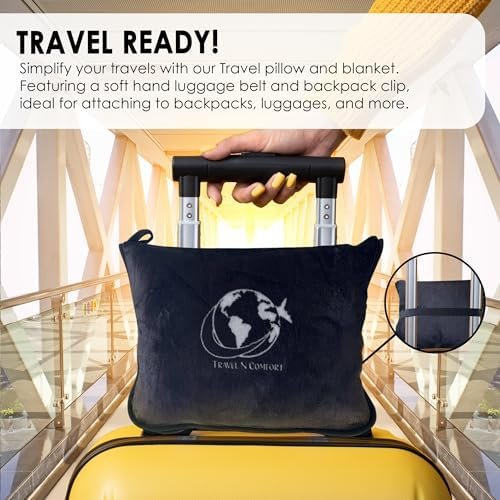 2-in-1 Travel Blanket and Pillow Set Portable Travel Pillow and Soft Blanket with Bag Flight Essentials Car Pillow Travels Gifts Accessories - Image 7